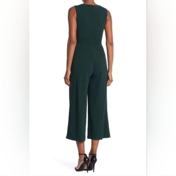 Calvin Klein Emerald Green Glitter Wide Leg Belted Jumpsuit NWT - Picture 2 of 9